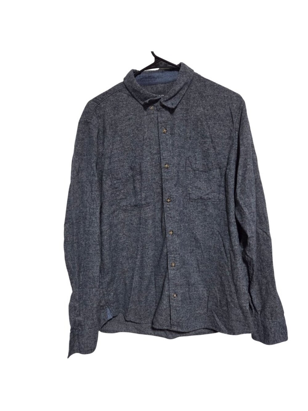 Wallin & Bros Button Up Shirt Size XL Heathered Charcoal Navy Long Sleeve Casual